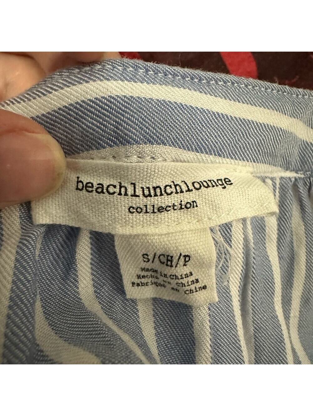 BeachLunchLounge Women's Blue Striped Button Down Blouse, Size Small - Picture 8 of 9
